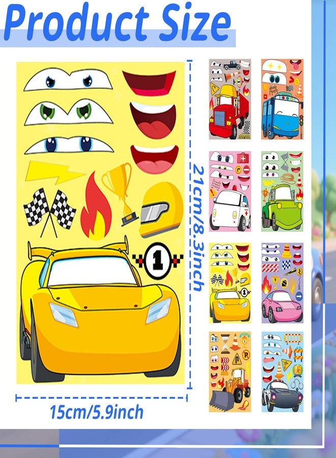 T-Antrix 24 Sheets Make Your Own Stickers Make A Face Stickers for Kids Toddlers with Fire Truck Tractor Police Car Bus Racing Car DIY Craft Kids Party Favor Supplies Crafts - Image 2